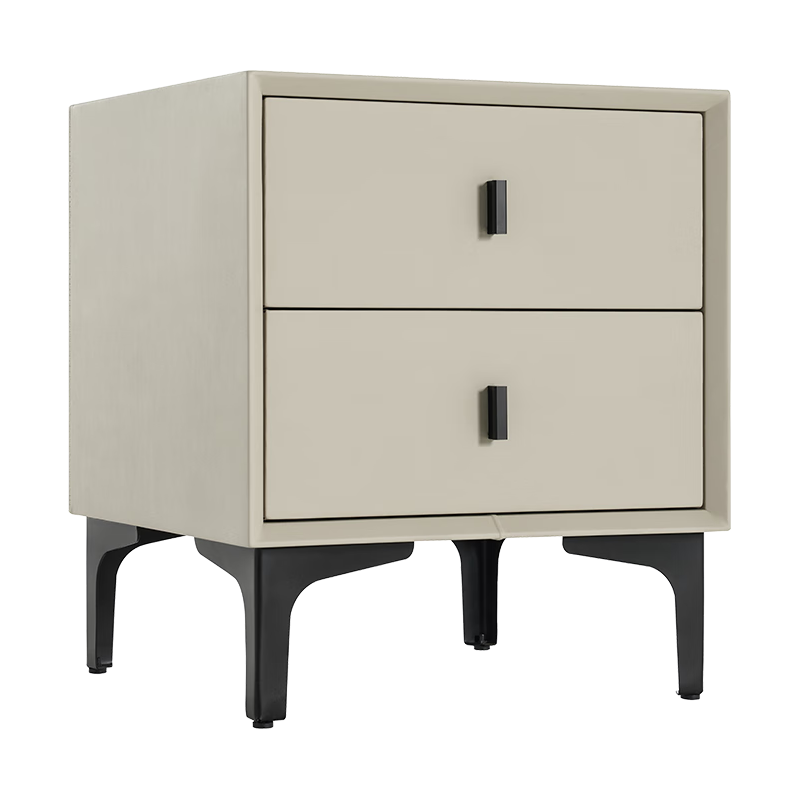 喜临门现代简约床头柜 双屉床头柜 XG2303米白色
