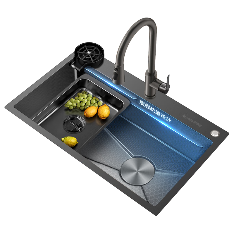 荣事达（Royalstar）水槽大单槽厨房洗菜盆一体盆304不锈钢纳米台下洗菜池洗碗槽 ⭐75*45cm|SUS304|送抽拉龙头