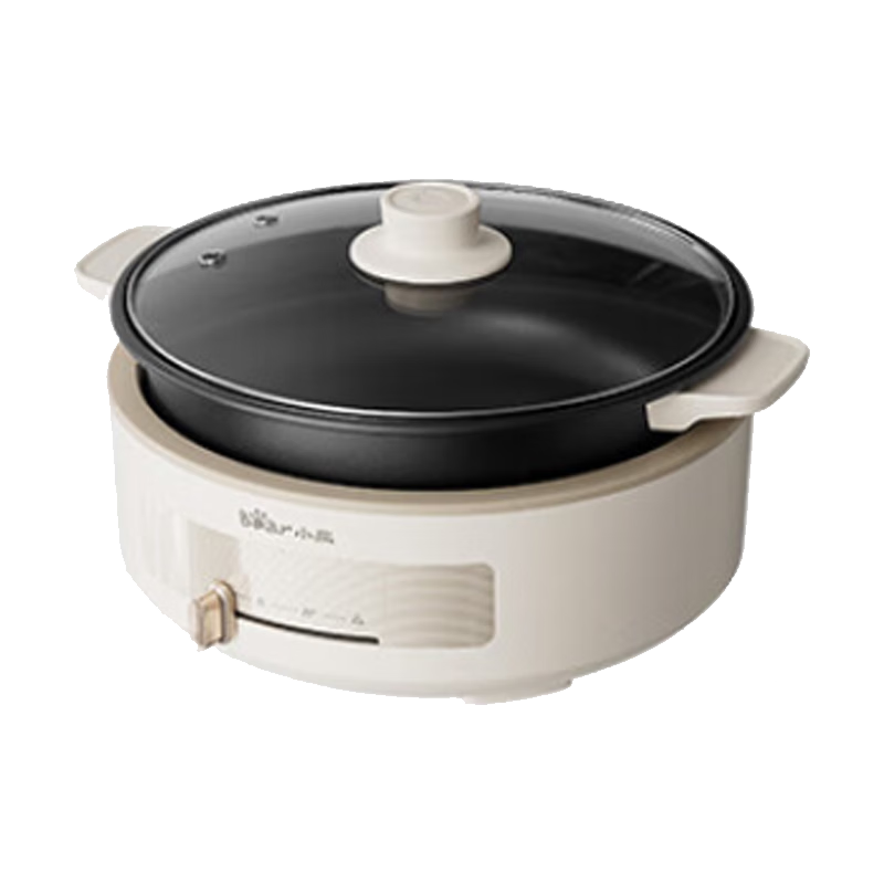 小熊（Bear）火锅锅 电火锅 电炒锅 电锅 分体式电火锅 家用3-4个人 涮烤炒煮煎多功能锅 DHG-C40V2 1500W大功率【分体大容量|便捷拨杆调温】 4L