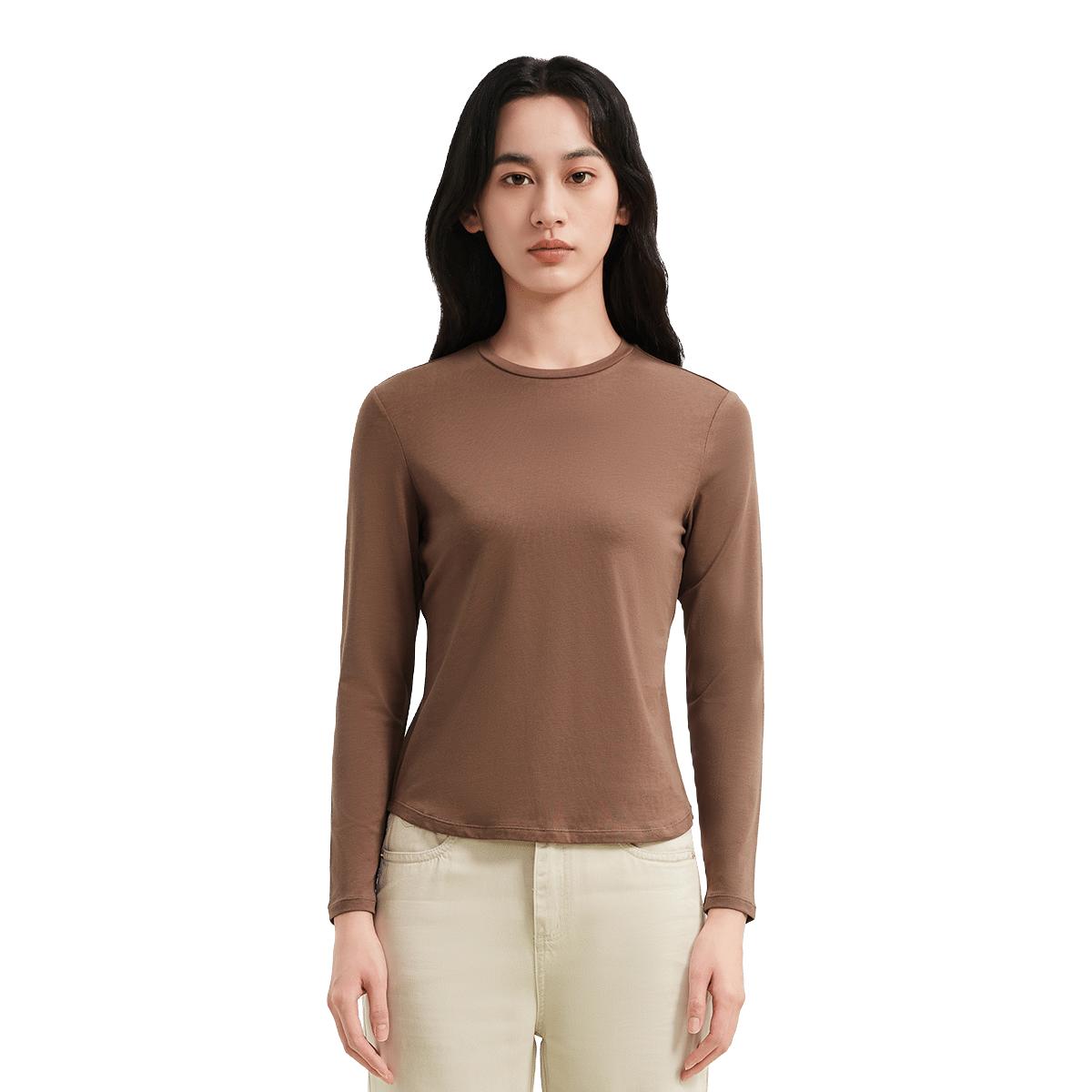 有棵树 【舒适莫代尔 基础百搭】秋季长袖薄款女士内搭圆领打底上衣女