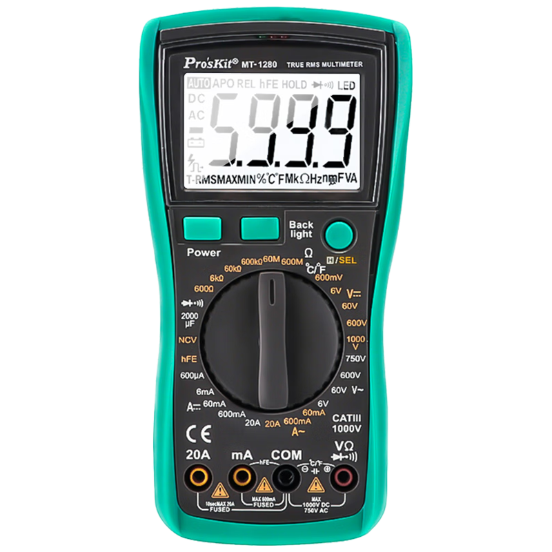 Pro'sKit 宝工 MT-1280 3 5/6 数字万用表 真有效值数显防烧万能表