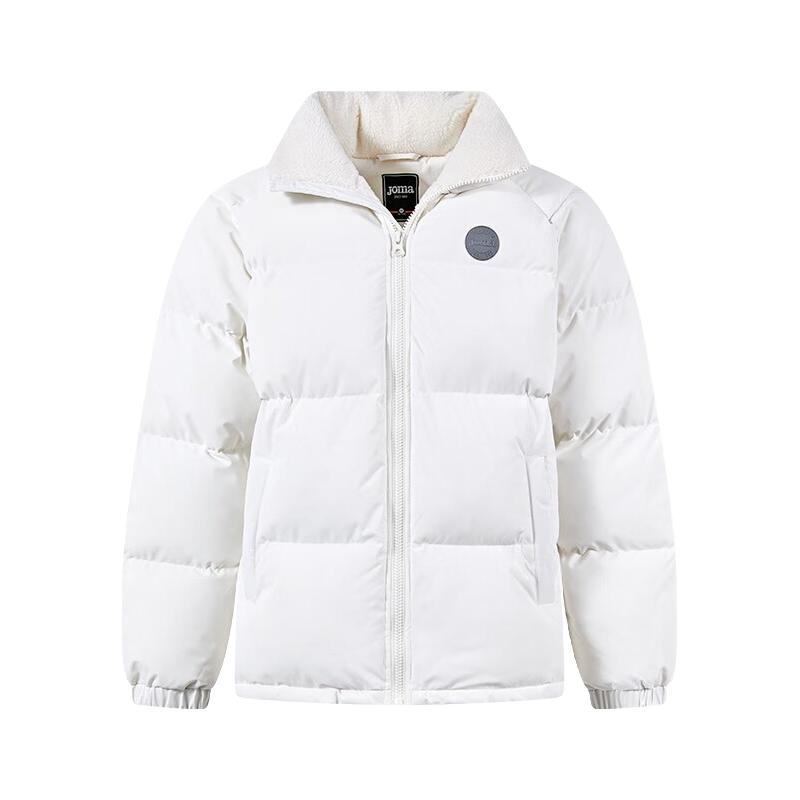 JOMA短款棉服男女同款2023软糯羊羔绒里冬季防风保暖立领棉衣外套 米白 L