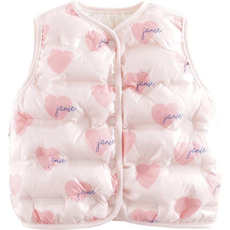 马克珍妮 男女童多彩卡通羽绒马甲秋冬季宝宝儿童马甲