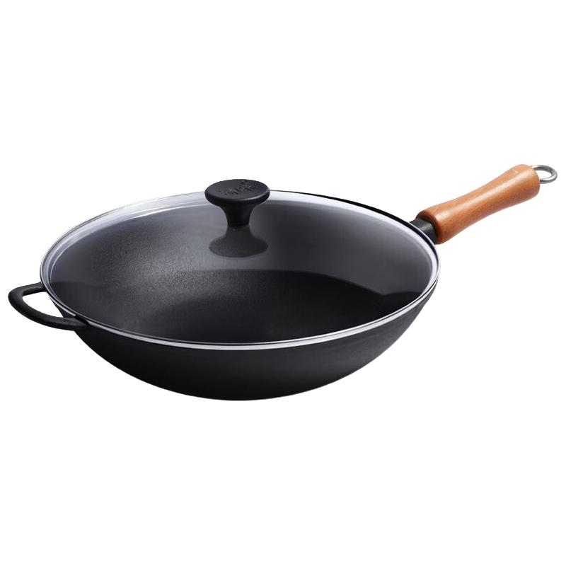 Jill May 铸味 炒锅铸铁锅 木盖款 33cm