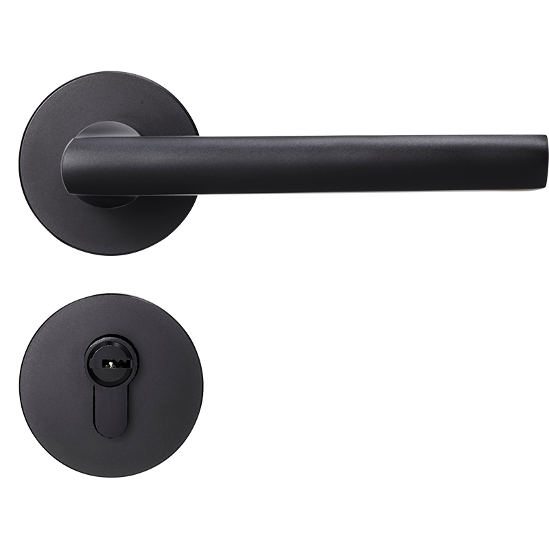 GUTE 固特 门锁室内家用房门锁卧室黑色门把手静音分体锁磁吸锁