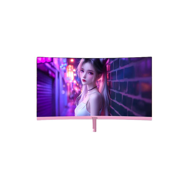 亚胜诺（YSNO）显示器电脑27英寸 高清电影屏幕 办公显示屏便携 电竞游戏屏 节能液晶屏2K   27英寸1k75Hz曲面粉色