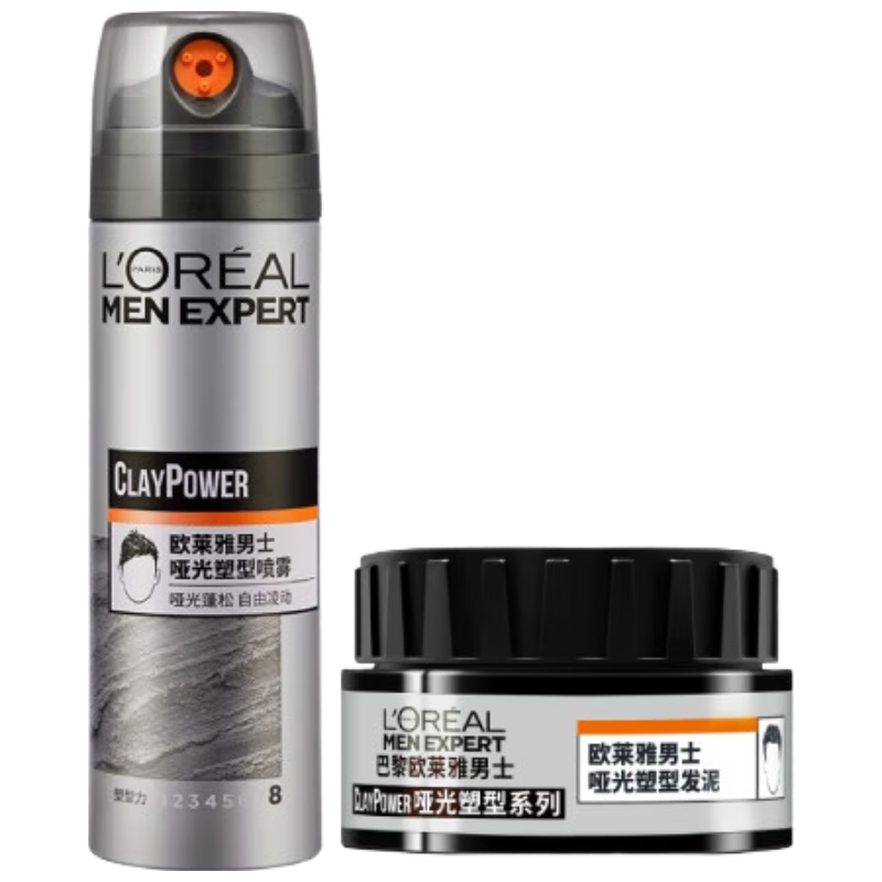 L'OREAL PARIS 巴黎欧莱雅 男士造型哑光塑型礼盒 (哑光喷雾200ml+哑光发泥70g)