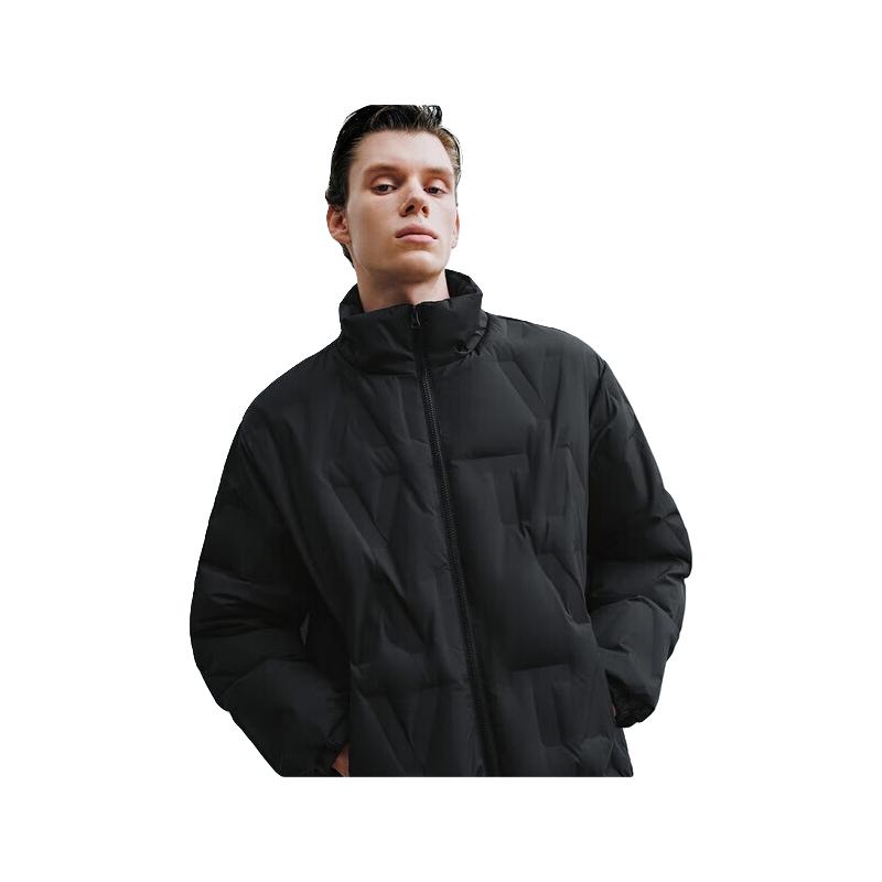 UR2025冬季男装潮流褶皱立领拉链口袋羽绒服UUV150018 正黑 XS