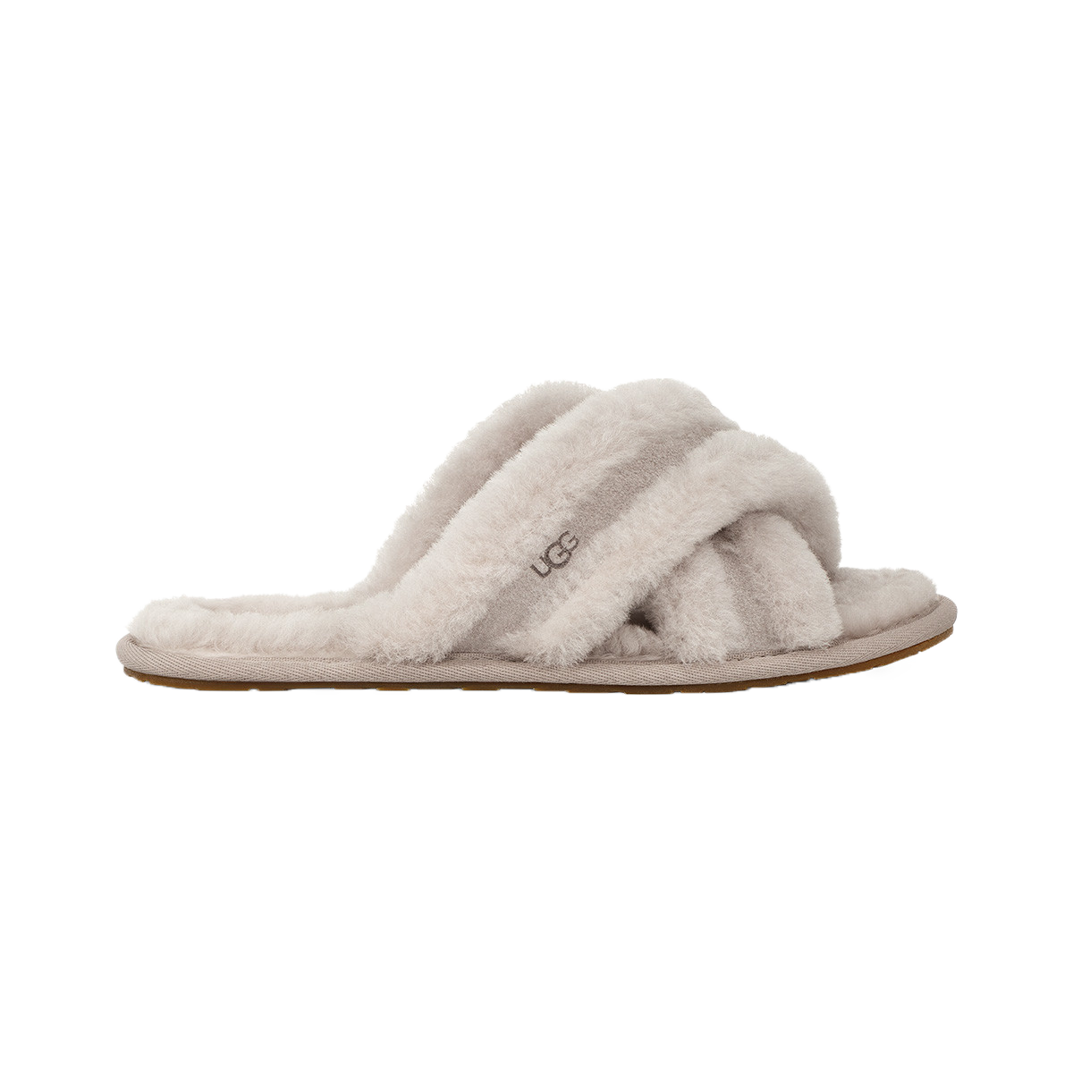 女士潮流交叉纯色茸茸居家平底拖鞋1123572灰色