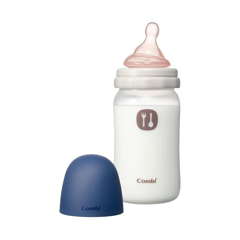 康贝 （Combi）  婴儿奶瓶 仿母乳宽口径奶瓶PP 240ml蓝色 M码奶嘴