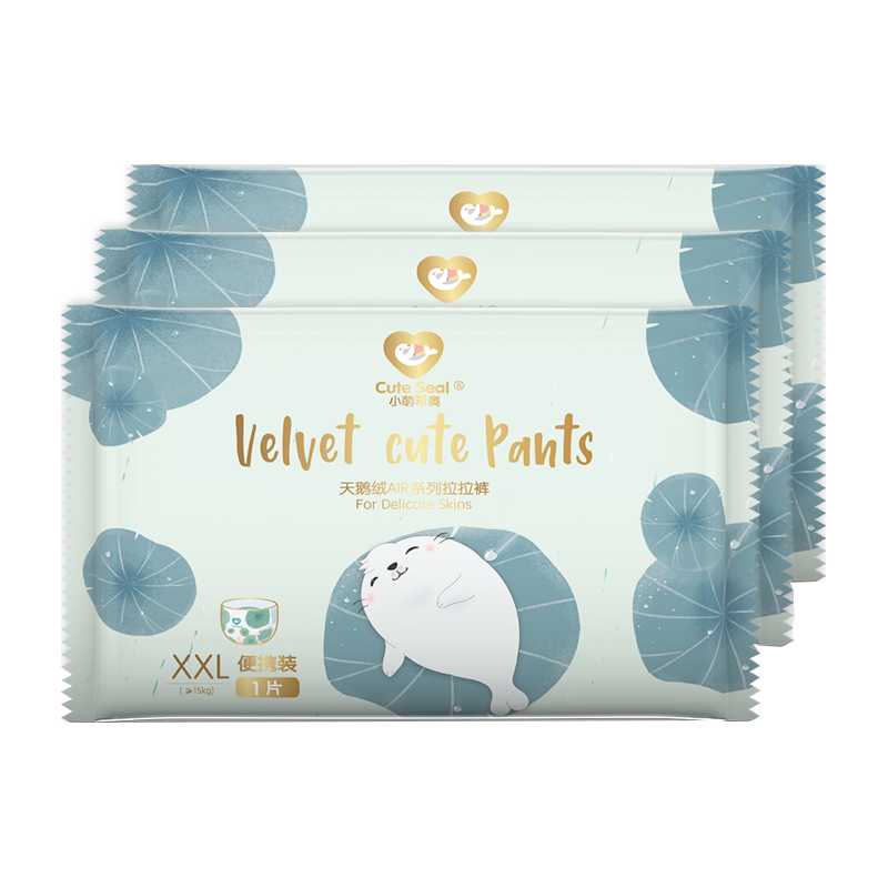 小萌希奥（Cute Seal） 婴儿拉拉裤天鹅绒Air超薄干爽透气宝宝 尿不湿男女通用 体验装 XXL码