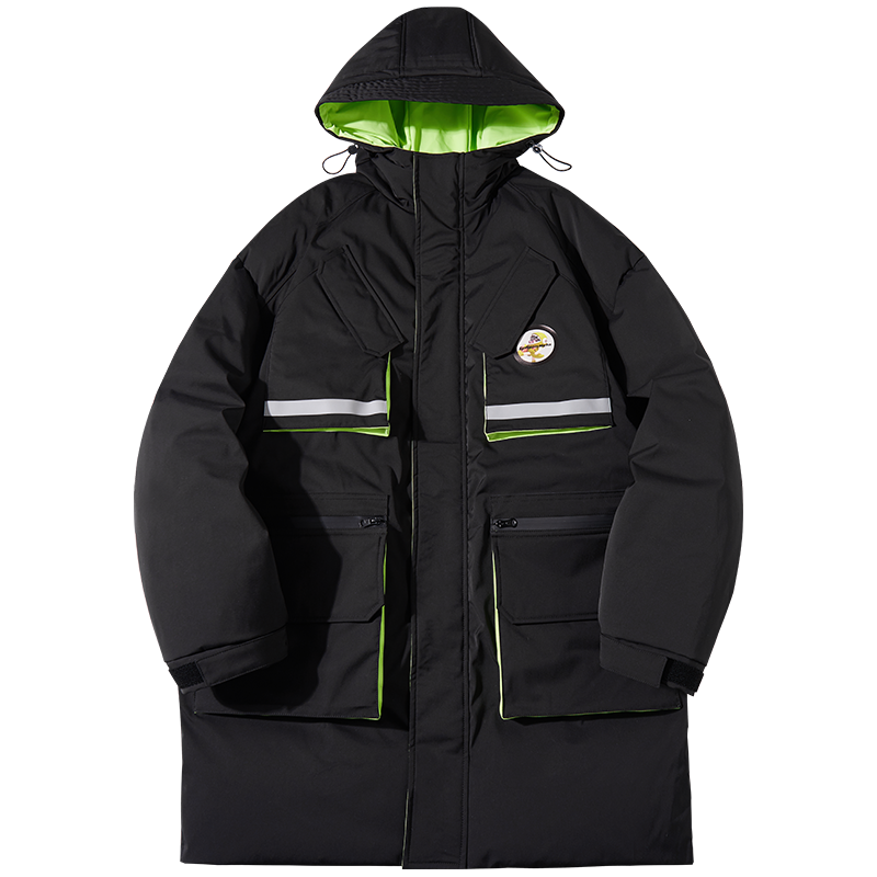 暖颈翻领鹅绒MODOLI联名连帽保暖中长款女士羽绒服男羽绒衣