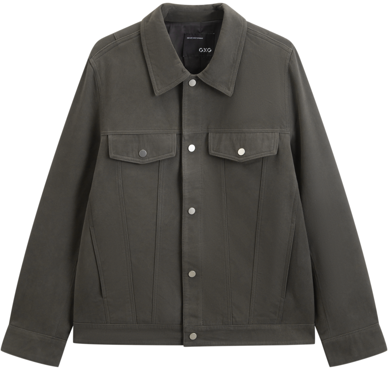 GXG 秋冬GXG男装简约设计真皮夹克男士休闲翻领夹克外套皮衣男