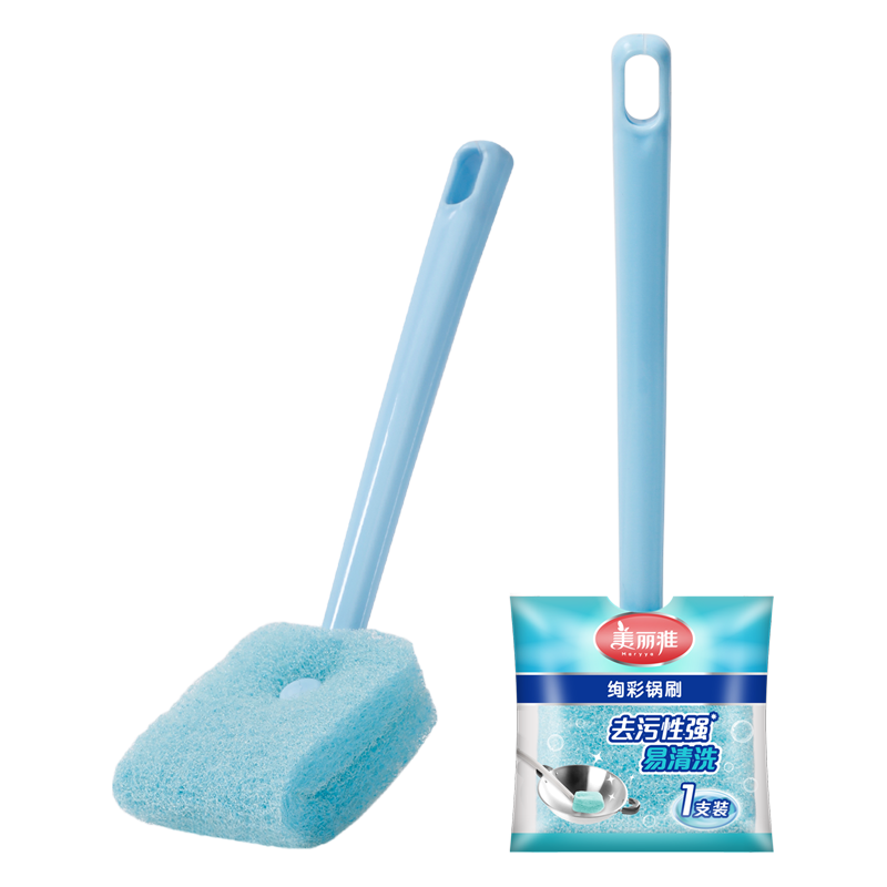 美丽雅锅刷 天然椰棕清洁去污可悬挂不易伤锅 家用彩色长柄不掉毛不沾油 炫彩锅刷