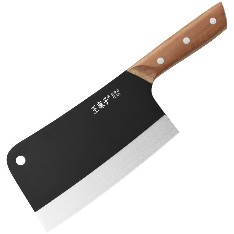 王麻子砍骨刀 厨房家用锻打发黑菜刀刀具 斩骨剁骨头排骨