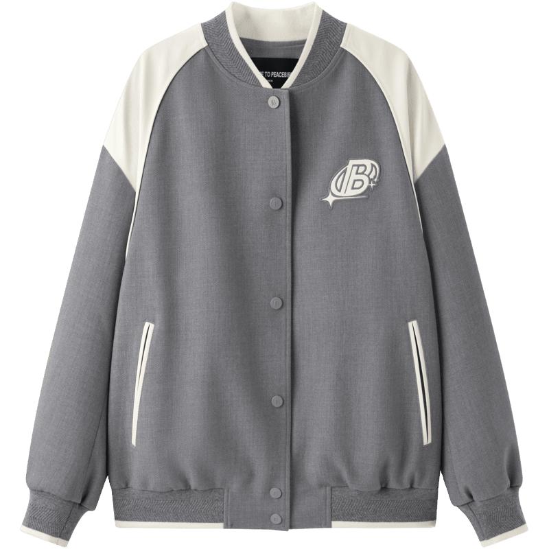 【撞色棒球领插肩袖棒球外套】春秋棒球服学院风学院风外套女