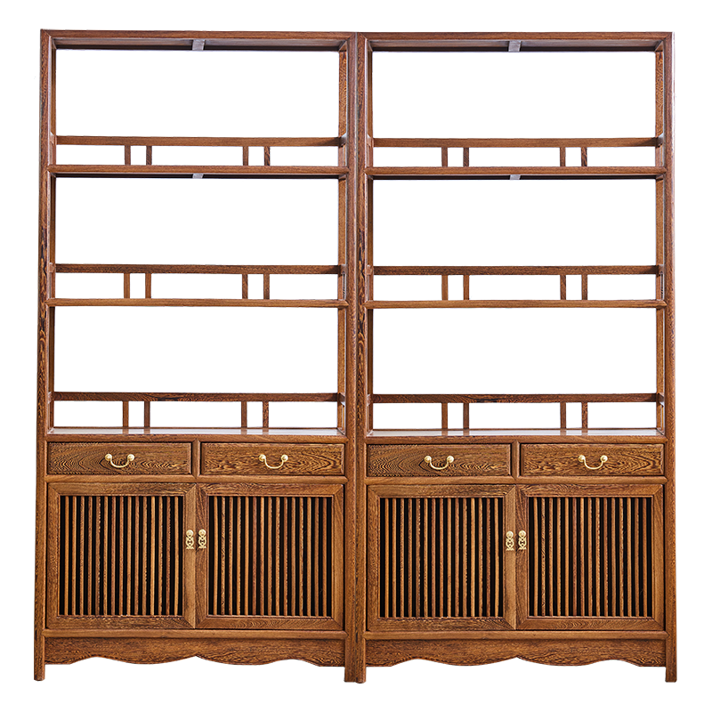 唐煌轩红木家具非洲鸡翅木(学名:非洲崖豆木)书柜书架实木中式书橱书房置物柜 单个98*35*198cm