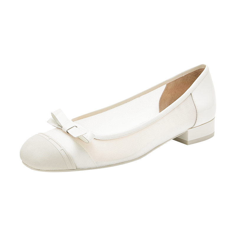 思加图春季法式甜美蝴蝶结奶油鞋优雅平底单鞋一脚蹬