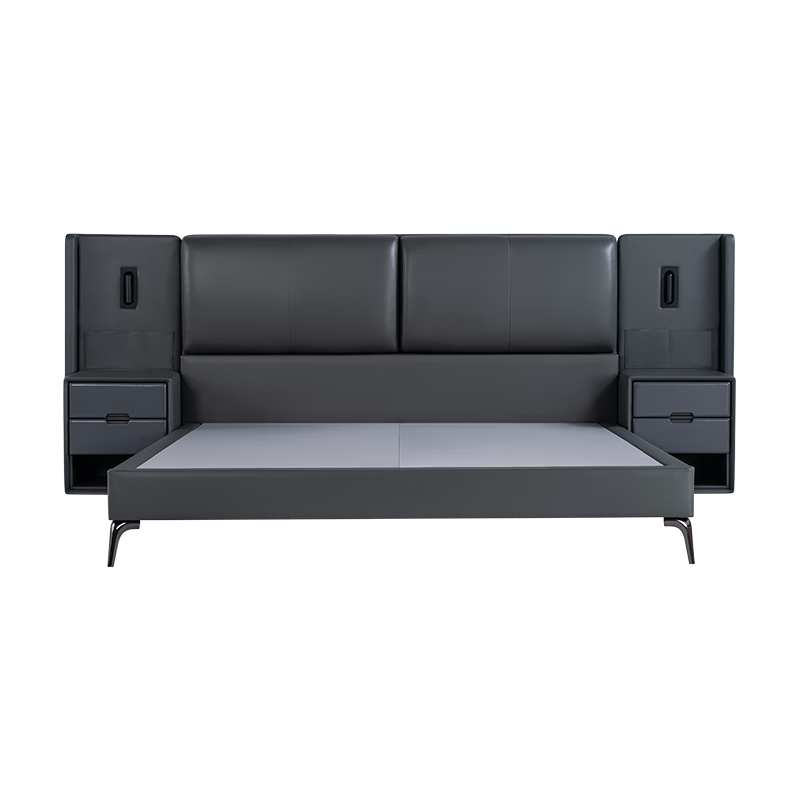 金可儿（Kingkoil）真皮床主卧室婚房实木单双人床繁星床架月球灰1.8米*2米