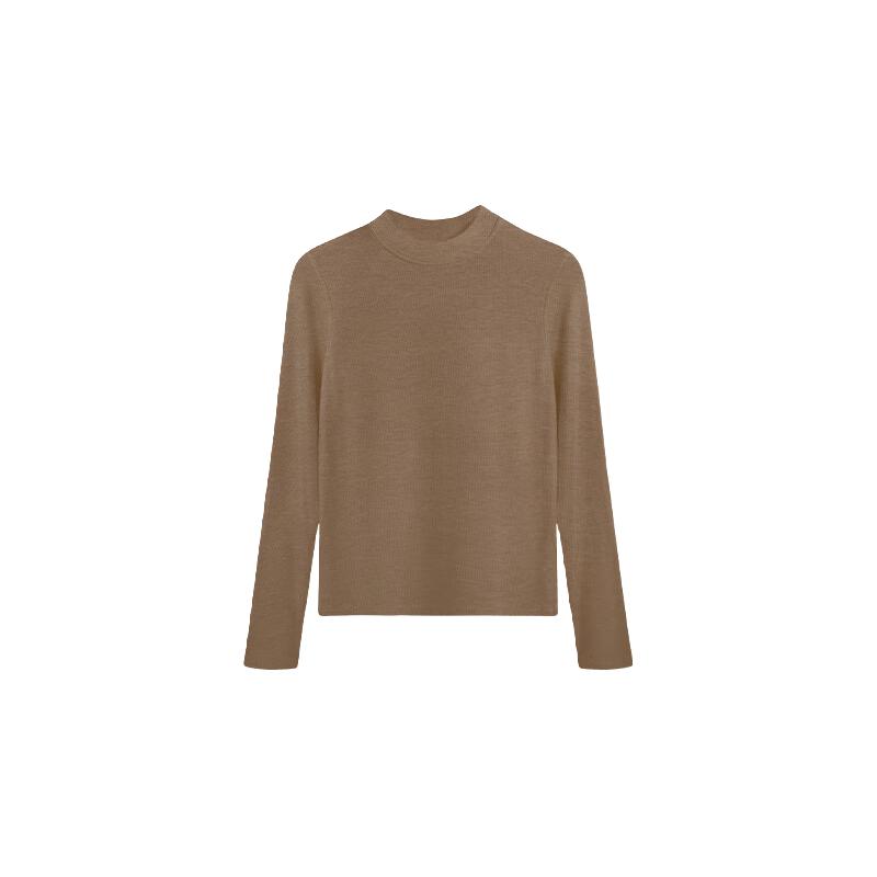 安之伴保暖内衣女士秋冬季加厚修身显瘦内搭打底上衣简约纯色秋衣 慕斯棕 XL