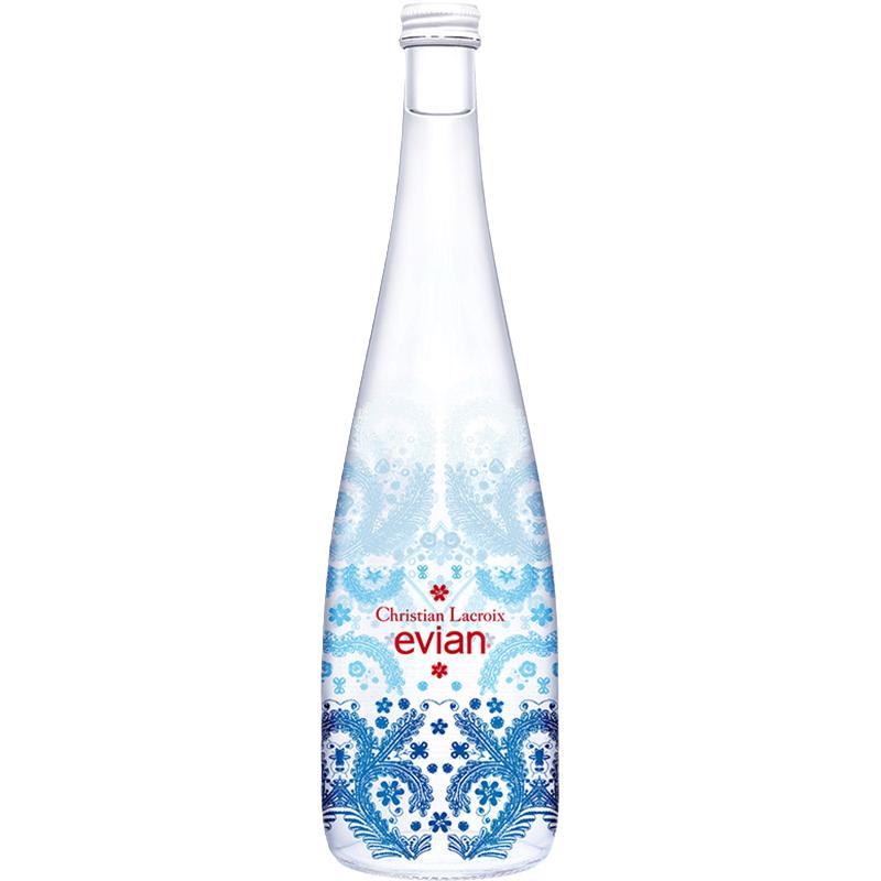 法国原装进口 依云（evian）天然矿泉水 750ml玻璃瓶蓝色 单瓶（2017限量版Christian Lacroix）