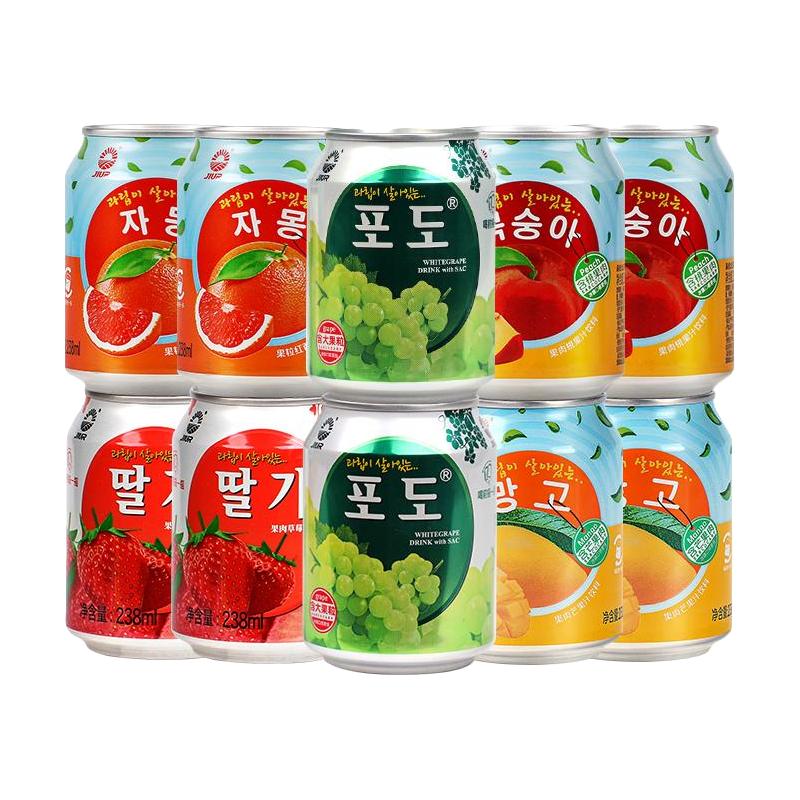 九日果粒果汁葡萄草莓黄桃西柚芒果味饮料238ml*10罐露营聚会