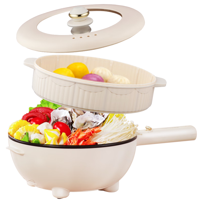 Royalstar 荣事达 电煮锅电炒锅 4L 上蒸下煮一体带蒸笼