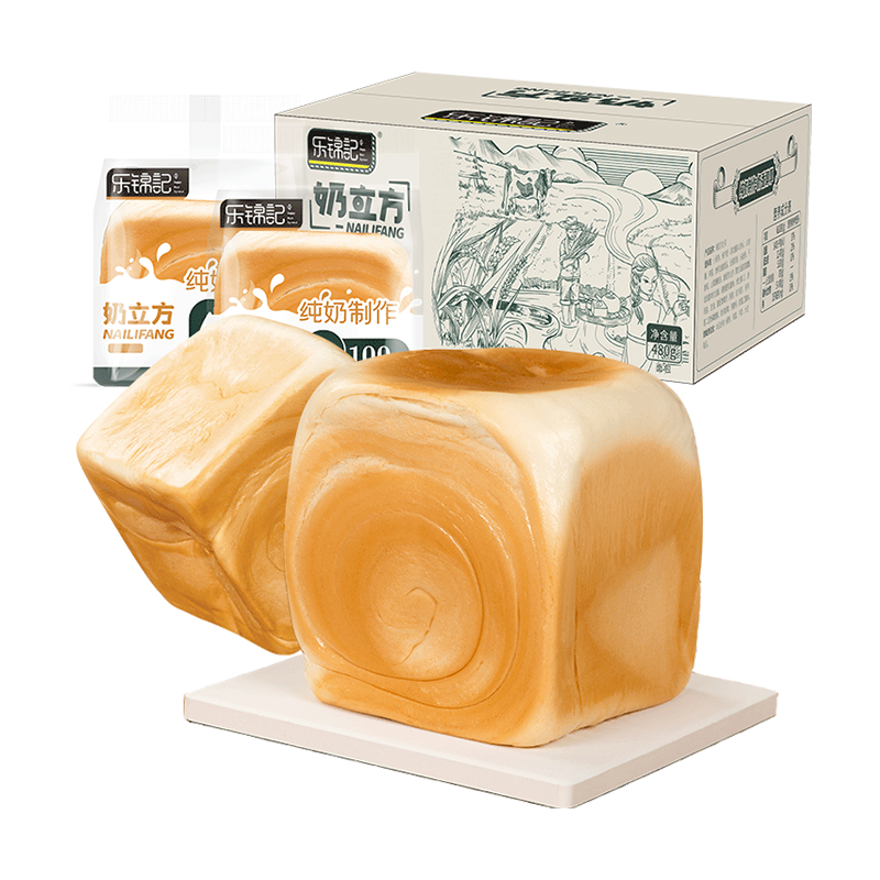 乐锦记纯奶手撕面包480g奶立方方块吐司奶香整箱早餐营养食品