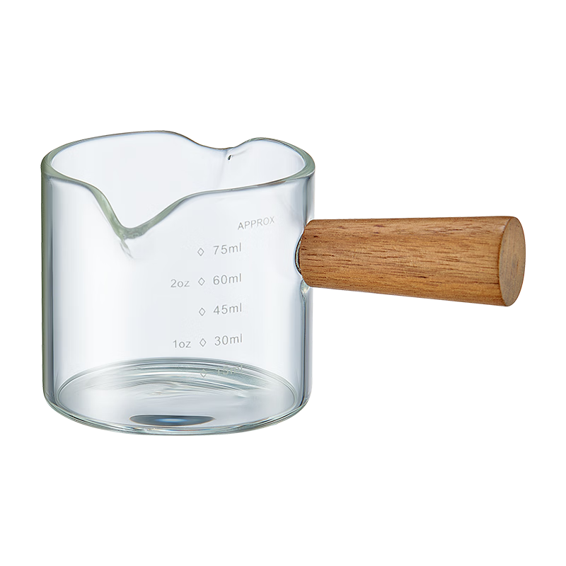 京东京造 玻璃杯 耐热茶水杯子泡茶杯木柄双导流口小奶盅100ml 【双导流口】小奶盅 100ml 1只