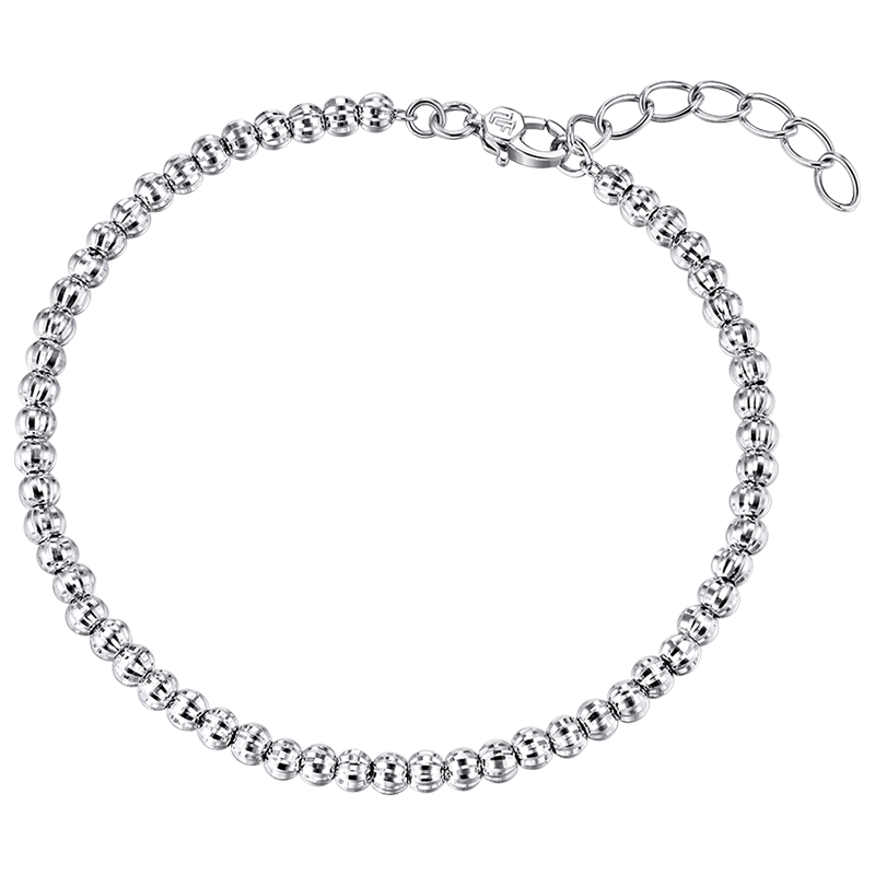 六福珠宝 铂金手链闪耀西瓜珠铂950车花素链手饰 计价 约6.42克