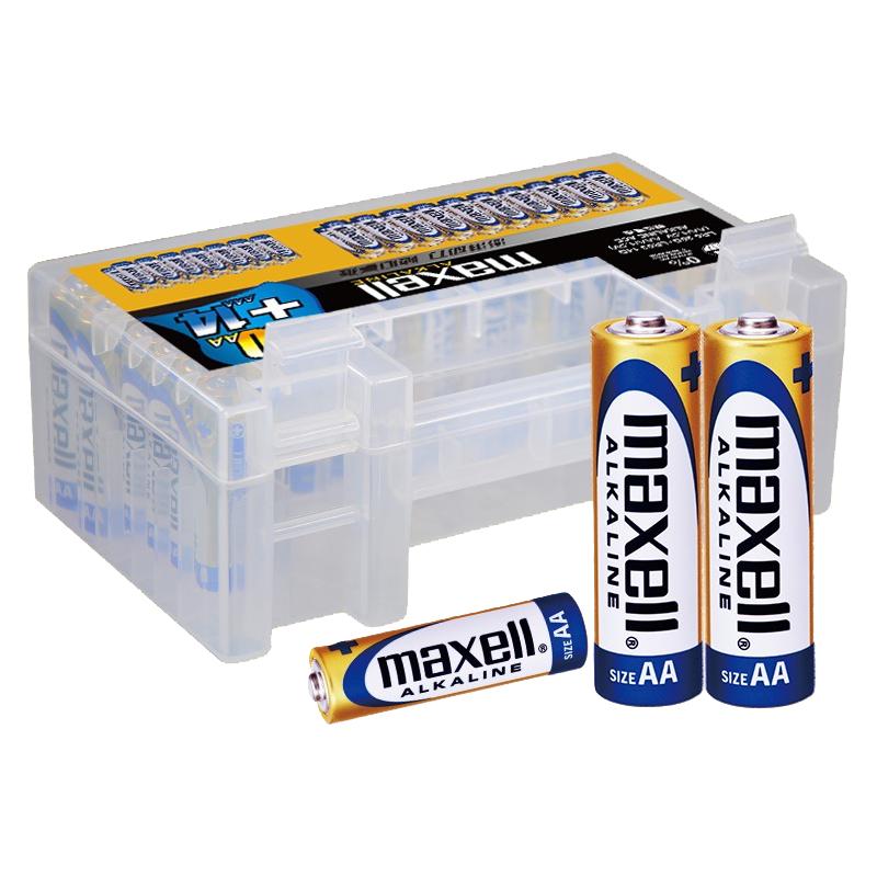 maxell 麦克赛尔 7号电池耐用碱性34粒混合装送收纳盒家庭装5号干电池1.5V空调电视遥控器鼠标玩具AAA挂闹钟小号干电池