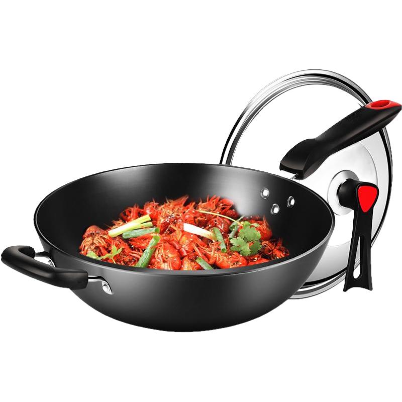 炊大皇铸铁炒锅防锈32cm铸铁锅无涂层生铁炒菜锅燃气灶