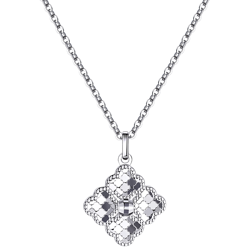 六福珠宝 铂金项链闪亮四叶草铂950女 计价L19P0006DS 约4.50克