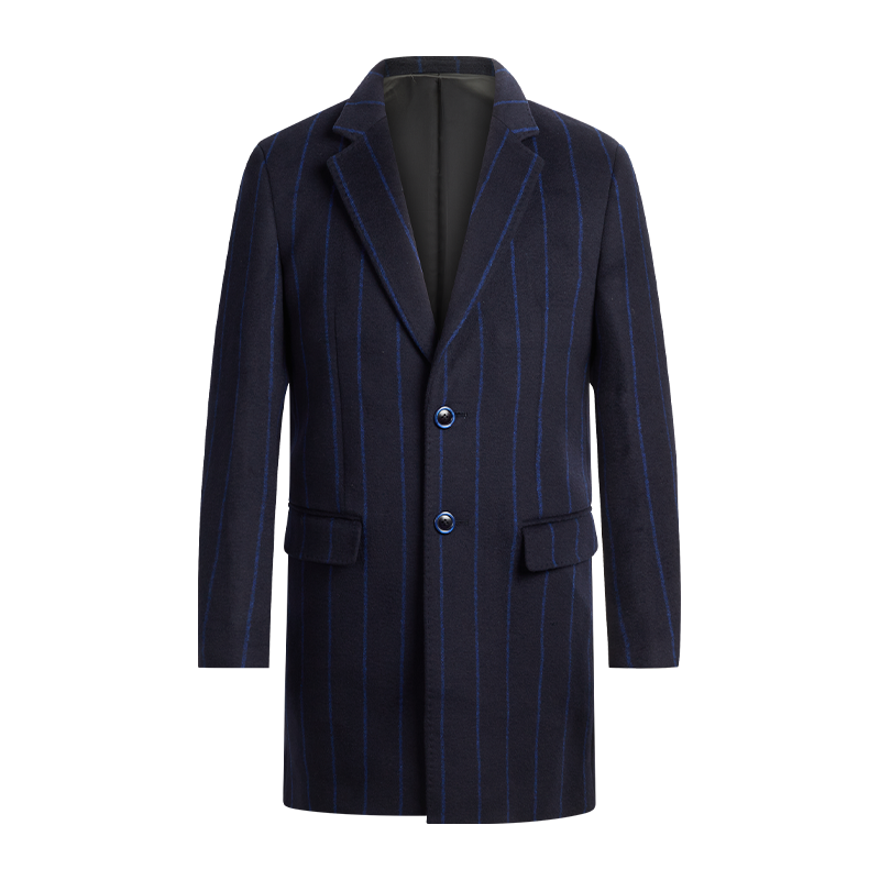 SHANSHAN【45%绵羊毛】杉杉保暖男士大衣冬季男款经典条纹商务百搭外套