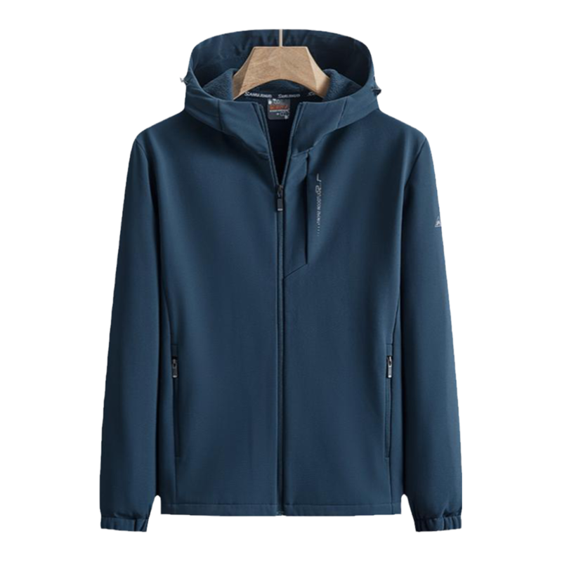 2025秋冬新款软壳冲锋衣男防风休闲春秋抓绒外套运动连帽开衫卫衣