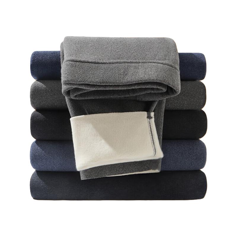 雅鹿男士保暖裤男冬季加绒加厚保暖长裤男裤高弹不勒打底裤秋裤 深灰色 L