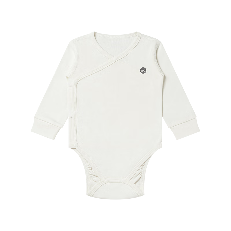 nest designs新生儿包屁衣婴儿用品连体衣有机棉爬服长袖和尚衣 米白色-包屁衣 （单件装） 80cm （肩扣套头款）