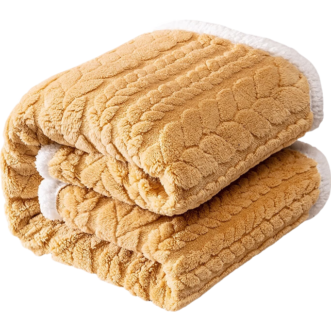 京东京造麦田毯 1500g塔芙绒双层加厚保暖午睡毯子盖毯 麦田黄 1.5x2m