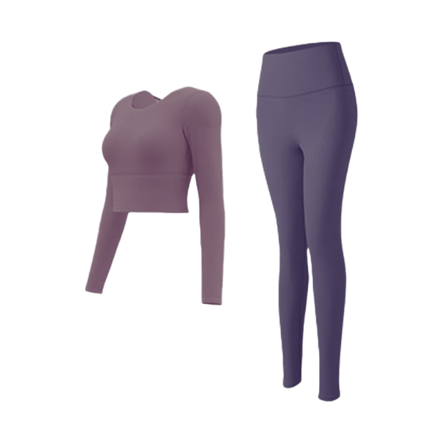 victoriatourist 维多利亚旅行者 瑜伽服女运动套装长袖速干女士健身普拉提训练服带胸垫套装L