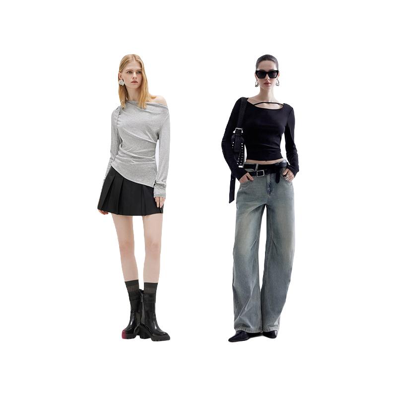 【所有女生的衣橱】ONLY侧抽褶打底T恤/圆领打底T恤