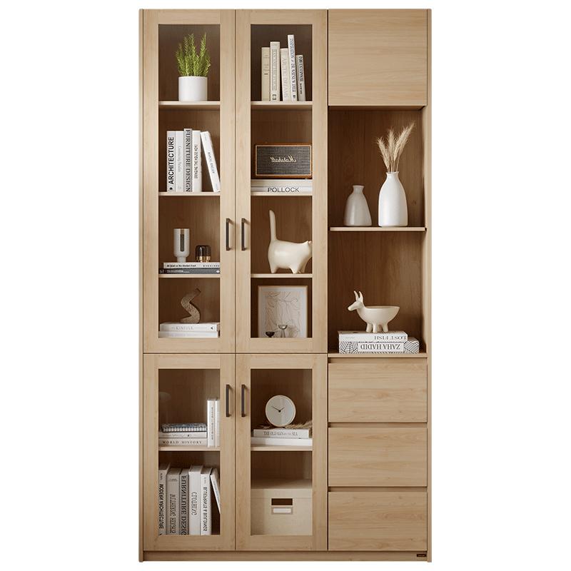 全友【迷瞪】126393带门书柜落地储物置物玻璃柜手办展示柜靠墙 【象牙白】三门书柜B