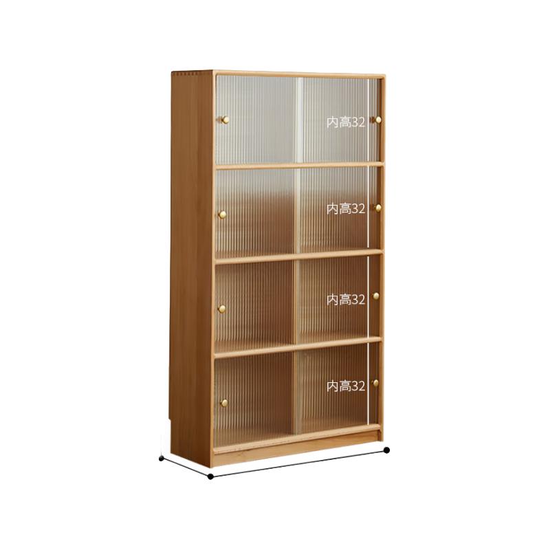 BEAYTY.COOL 美型美酷 实木书柜推拉门矮柜带玻璃移门展示柜收纳防尘书架家用落地 纯实木+榉木四层:100cm宽