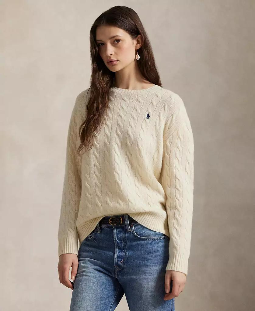Women's Cable Wool-Cashmere Crew Neck Sweater
