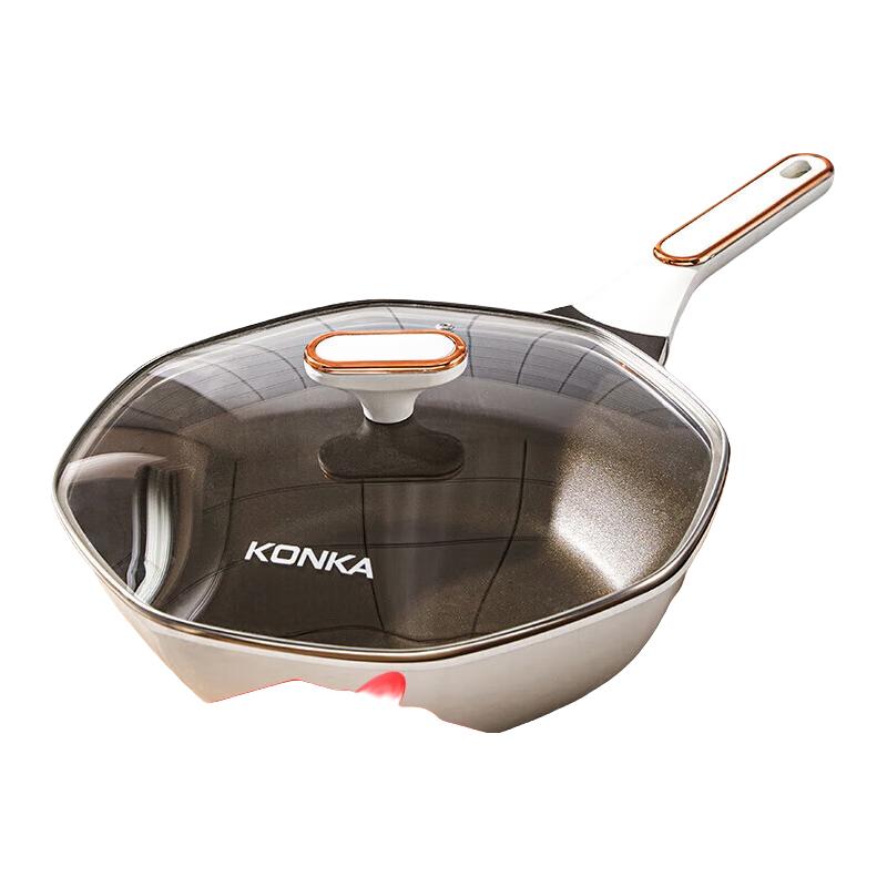 康佳（KONKA）麦饭石炒锅不粘锅家用八角不沾炒菜电磁炉燃气灶通用32cm