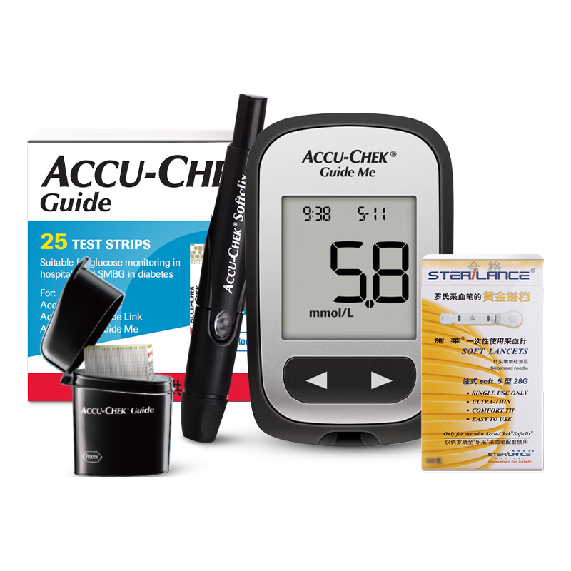 ROCHE 罗氏 血糖仪家用智航觅型免调码测血糖测试仪（25片试纸+25支采血针）