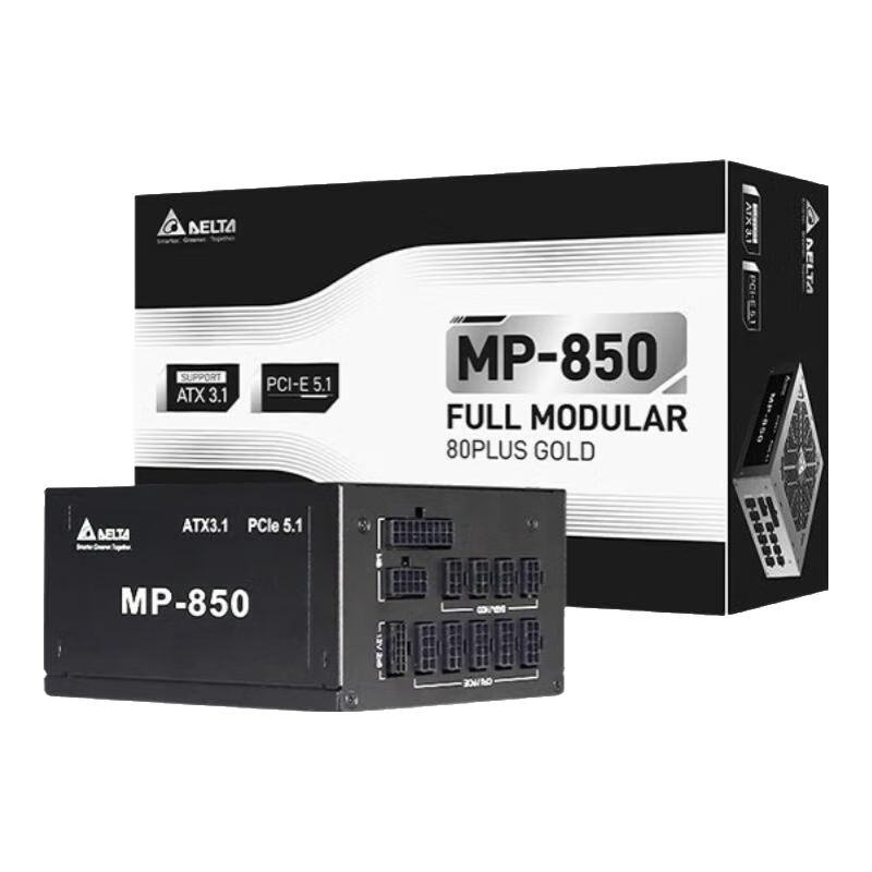 台达（DELTA）额定850w电源 SGM1100W/1300W白金认证单路输出全模组 ATX3.1支持50系显卡atx3.1电脑电源 【MP850】黑色【ATX3.1】扁平线