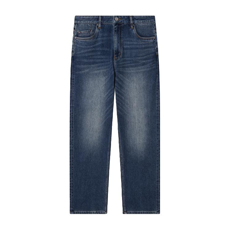 GXG 秋冬GXG男装牛仔蓝做旧水洗牛仔裤简约百搭通勤男长裤