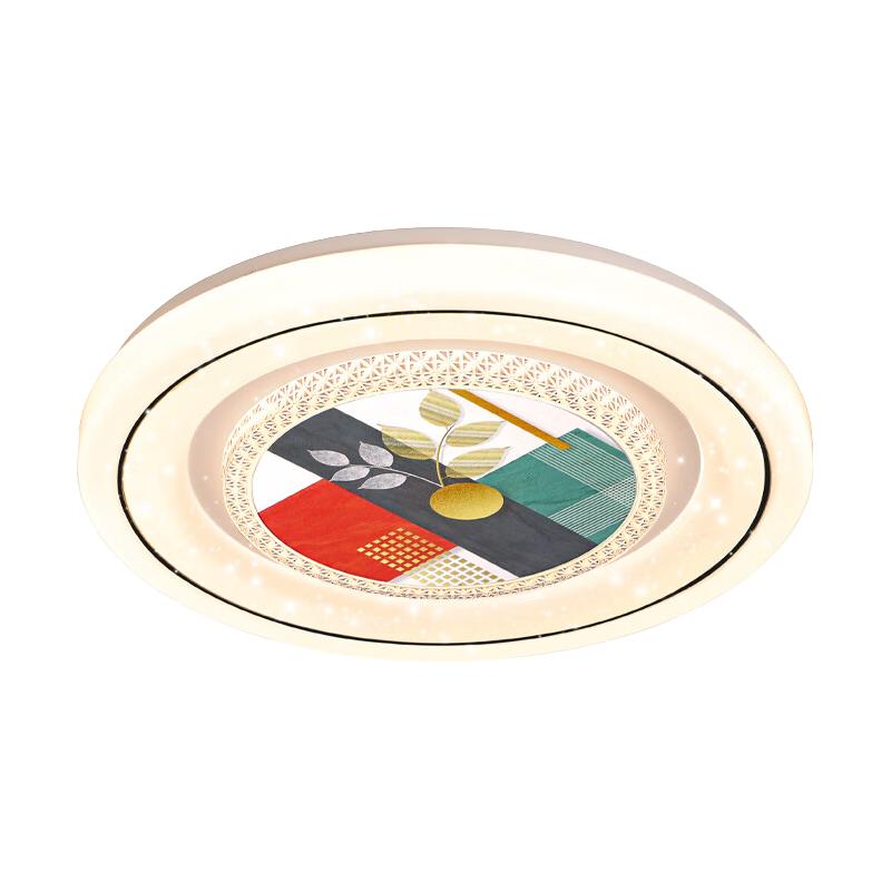 索亚达卧室灯led吸顶灯主卧灯圆形奶油风现代简约大气灯具 富贵圆50cm可调三色36w*2