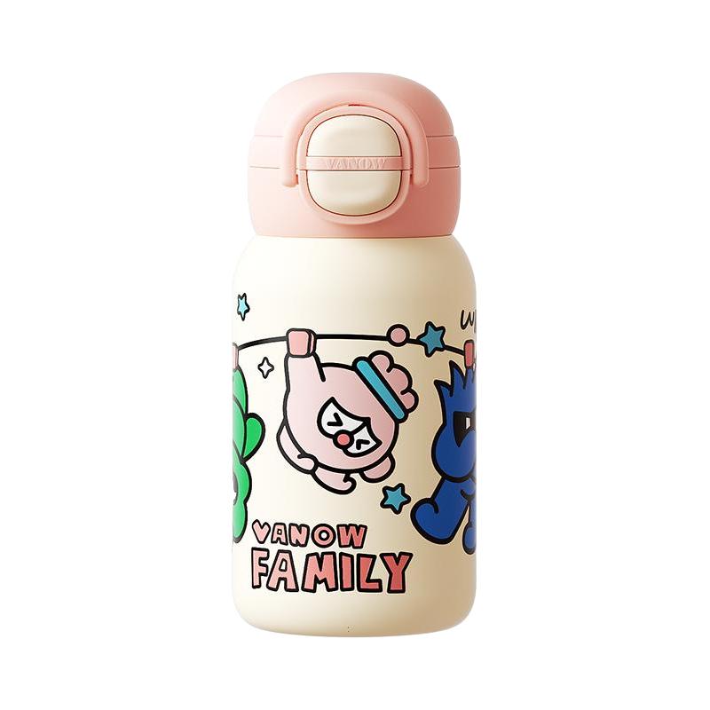 Vanow咕噜保温杯女生2024高颜值上学吸管儿童水杯子