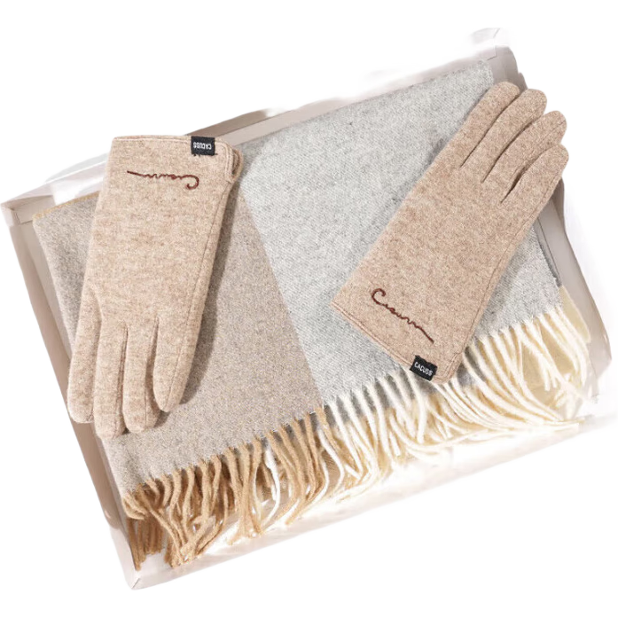 CACUSS 羊毛围巾女冬款披肩女士保暖学生围脖送女朋友妈妈生日礼物灰黄格